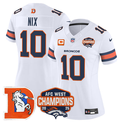 Women's Denver Broncos Throwback Vapor Limited Jersey - 2025 AFC West Division Champions Patch - All Stitched