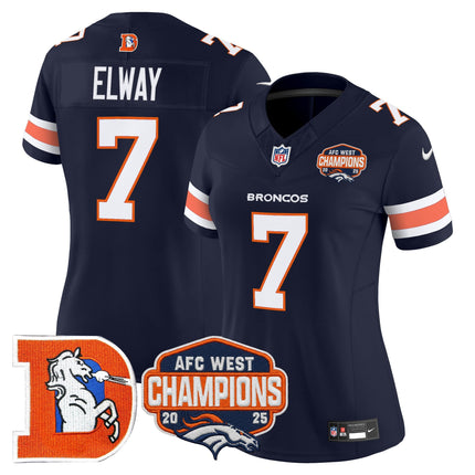 Women's Denver Broncos Throwback Vapor Limited Jersey - 2025 AFC West Division Champions Patch - All Stitched