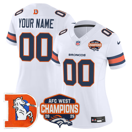 Denver Broncos Throwback Vapor Limited Custom Jersey - 2025 AFC West Division Champions Patch - All Stitched
