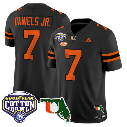Men's Miami Hurricanes 2025 Cotton Bowl & Florida Patch Vapor Limited Jersey - All Stitched