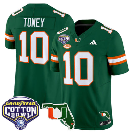 Men's Miami Hurricanes 2025 Cotton Bowl & Florida Patch Vapor Limited Jersey - All Stitched