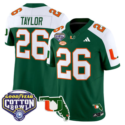 Men's Miami Hurricanes 2025 Cotton Bowl & Florida Patch Vapor Limited Jersey - All Stitched