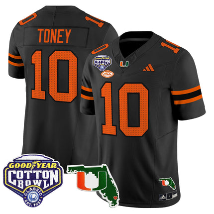 Men's Miami Hurricanes 2025 Cotton Bowl & Florida Patch Vapor Limited Jersey - All Stitched