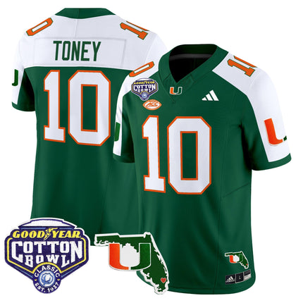 Men's Miami Hurricanes 2025 Cotton Bowl & Florida Patch Vapor Limited Jersey - All Stitched
