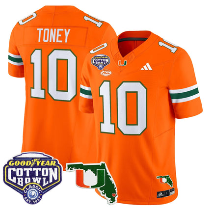 Men's Miami Hurricanes 2025 Cotton Bowl & Florida Patch Vapor Limited Jersey - All Stitched