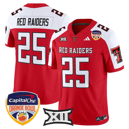 Men's Texas Tech Red Raiders 2025 Orange Bowl Vapor Limited Jersey V2 - All Stitched