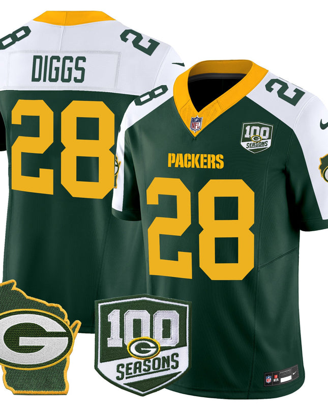 Men's Green Bay Packers 100th Season & Home Patch Vapor Limited Jersey - All Stitched