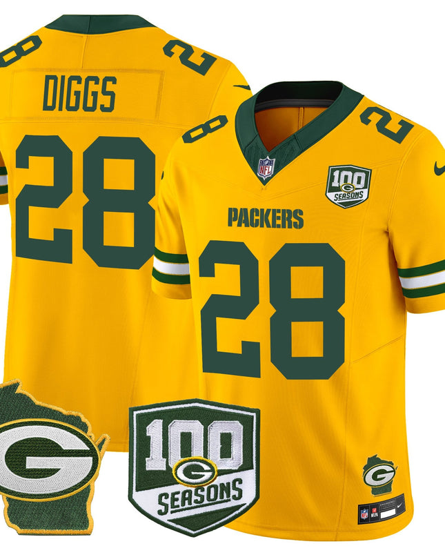 Men's Green Bay Packers 100th Season & Home Patch Vapor Limited Jersey - All Stitched