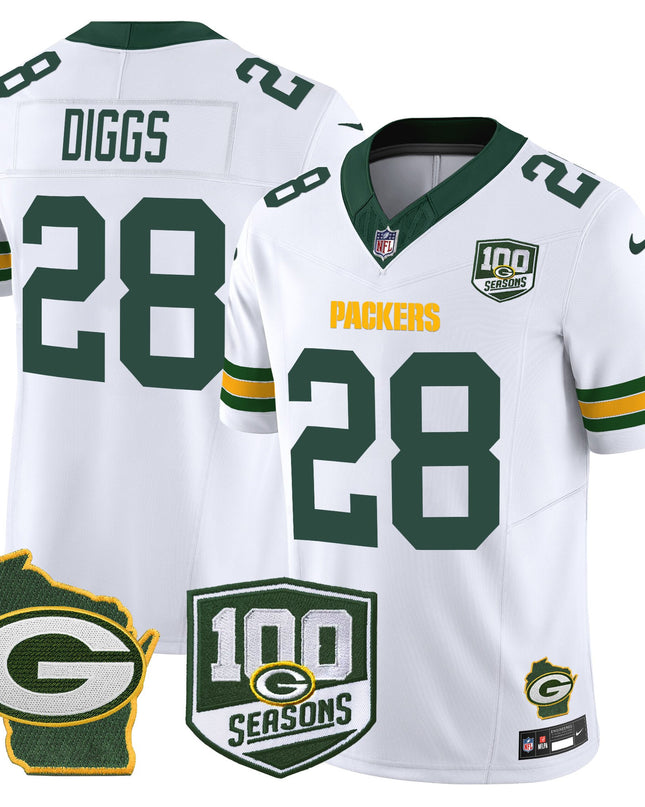 Men's Green Bay Packers 100th Season & Home Patch Vapor Limited Jersey - All Stitched