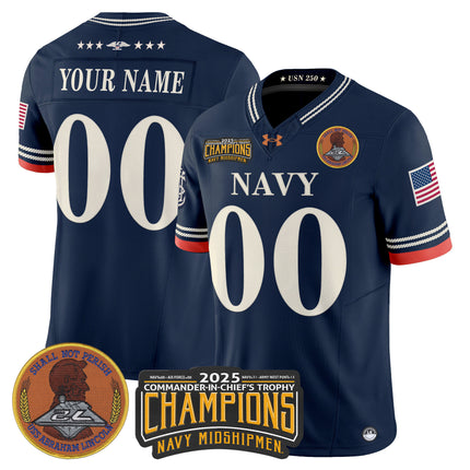 Navy Midshipmen 250th Anniversary Vapor Limited Custom Jersey - 2025 Commander-In-Chief's Trophy Champions Patch - Stitched