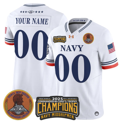Navy Midshipmen 250th Anniversary Vapor Limited Custom Jersey - 2025 Commander-In-Chief's Trophy Champions Patch - Stitched