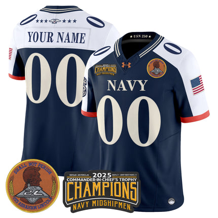 Navy Midshipmen 250th Anniversary Vapor Limited Custom Jersey - 2025 Commander-In-Chief's Trophy Champions Patch - Stitched
