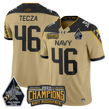 Men's Navy Midshipmen Jolly Rogers 2025 Commander-In-Chief's Trophy Champions Vapor Limited Jersey - All Stitched