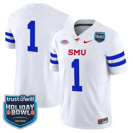Men's SMU Mustangs 2026 Holiday Bowl Vapor Limited Jersey - All Stitched