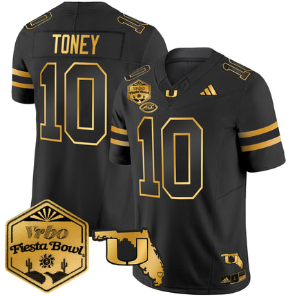 Men's Miami Hurricanes 2026 The Fiesta Bowl & Florida Patch Gold Vapor Limited Jersey - All Stitched