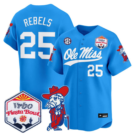 Men's Ole Miss Rebels 2026 The Fiesta Bowl Vapor Baseball Jersey - All Stitched