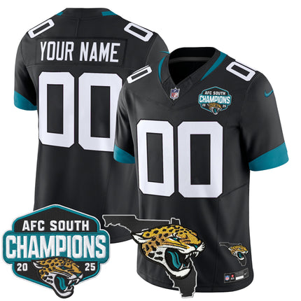 Jacksonville Jaguars 2025 AFC South Division Champions & Florida Patch Vapor Custom Jersey - All Stitched
