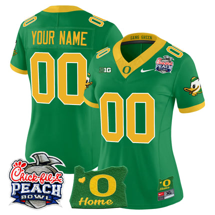 Oregon Ducks 2026 Peach Bowl & Oregon State Patch Vapor Limited Custom Jersey - All Stitched