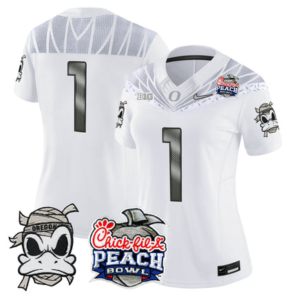 Women's Oregon Ducks "Mummy Duck" Vapor Limited Jersey - 2026 Peach Bowl Patch - All Stitched