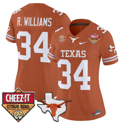 Women's Texas Longhorns 2025 Cheez-It Citrus Bowl Patch Vapor Limited Jersey - All Stitched