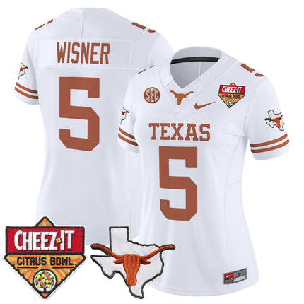 Women's Texas Longhorns 2025 Cheez-It Citrus Bowl Patch Vapor Limited Jersey - All Stitched