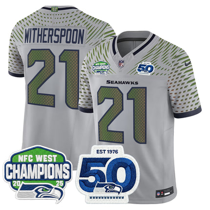 Men's Seattle Seahawks 2025 NFC West Division Champions & 50th Anniversary Patch Vapor Limited Jersey - All Stitched
