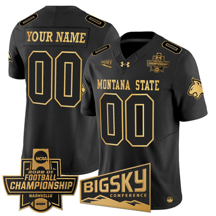 Montana State Bobcats 2026 Football Championship Gold Vapor Limited Custom Jersey - All Stitched