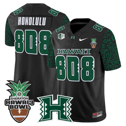 Men's Hawai'i Rainbow Warriors 2025 Hawai'i Pattern Vapor Limited Jersey - Hawai'i Bowl Patch - All Stitched