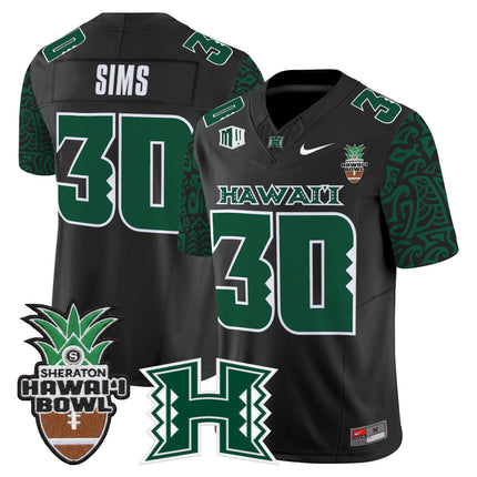 Men's Hawai'i Rainbow Warriors 2025 Hawai'i Pattern Vapor Limited Jersey - Hawai'i Bowl Patch - All Stitched