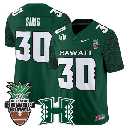 Men's Hawai'i Rainbow Warriors 2025 Hawai'i Pattern Vapor Limited Jersey - Hawai'i Bowl Patch - All Stitched