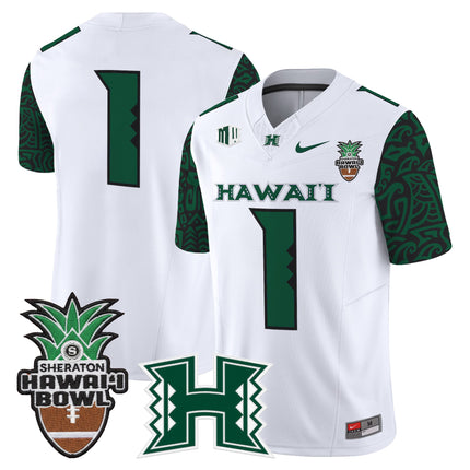 Men's Hawai'i Rainbow Warriors 2025 Hawai'i Pattern Vapor Limited Jersey - Hawai'i Bowl Patch - All Stitched