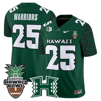Men's Hawai'i Rainbow Warriors 2025 Hawai'i Pattern Vapor Limited Jersey - Hawai'i Bowl Patch - All Stitched