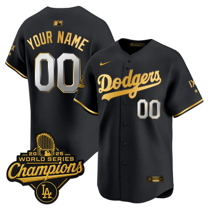 Los Angeles Dodgers 9-Time Champions Gold Trim Vapor Premier Limited Custom Jersey - All Stitched