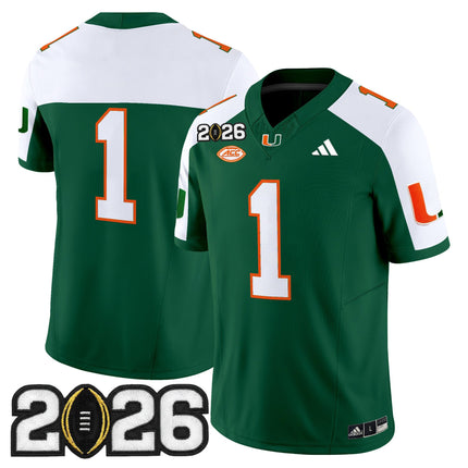 Men's Miami Hurricanes 2026 CFP Final Patch Vapor Limited Jersey - All Stitched