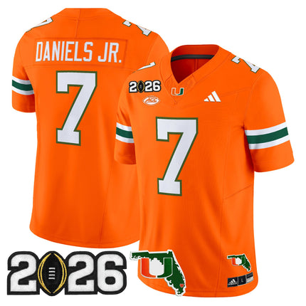 Men's Miami Hurricanes 2026 CFP Final & Florida Patch Vapor Limited Jersey - All Stitched