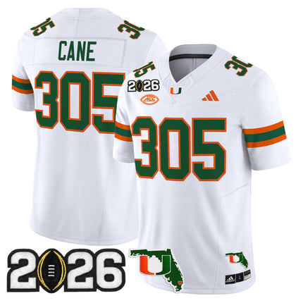 Men's Miami Hurricanes 2026 CFP Final & Florida Patch Vapor Limited Jersey - All Stitched