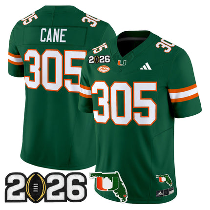Men's Miami Hurricanes 2026 CFP Final & Florida Patch Vapor Limited Jersey - All Stitched