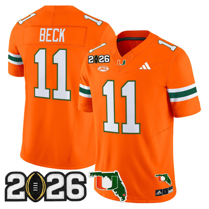 Men's Miami Hurricanes 2026 CFP Final & Florida Patch Vapor Limited Jersey - All Stitched