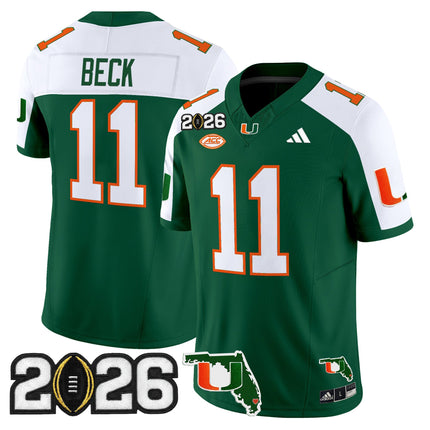 Men's Miami Hurricanes 2026 CFP Final & Florida Patch Vapor Limited Jersey - All Stitched