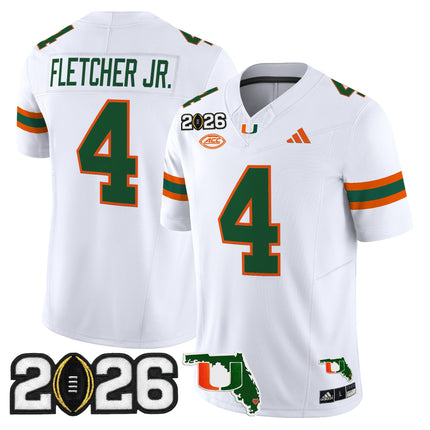 Men's Miami Hurricanes 2026 CFP Final & Florida Patch Vapor Limited Jersey - All Stitched