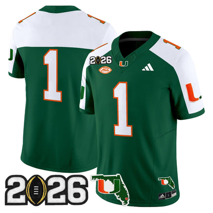 Men's Miami Hurricanes 2026 CFP Final & Florida Patch Vapor Limited Jersey - All Stitched