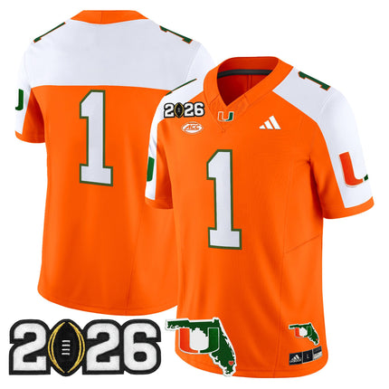 Men's Miami Hurricanes 2026 CFP Final & Florida Patch Vapor Limited Jersey - All Stitched