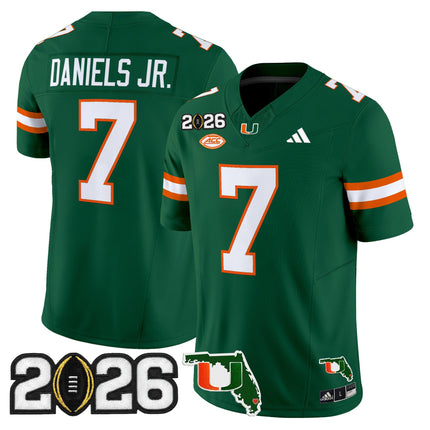 Men's Miami Hurricanes 2026 CFP Final & Florida Patch Vapor Limited Jersey - All Stitched
