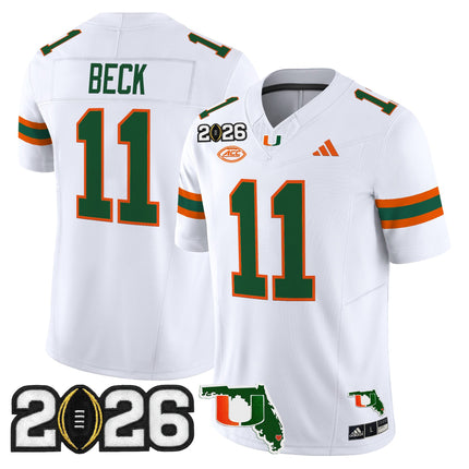 Men's Miami Hurricanes 2026 CFP Final & Florida Patch Vapor Limited Jersey - All Stitched