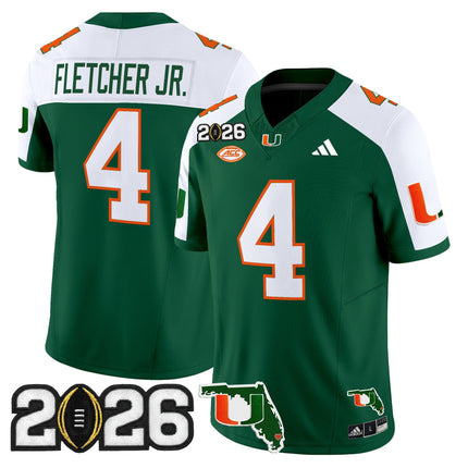 Men's Miami Hurricanes 2026 CFP Final & Florida Patch Vapor Limited Jersey - All Stitched