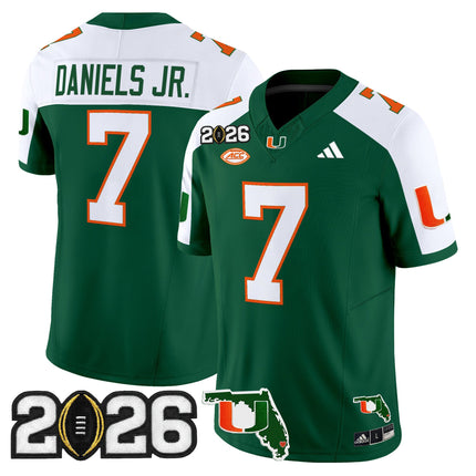 Men's Miami Hurricanes 2026 CFP Final & Florida Patch Vapor Limited Jersey - All Stitched