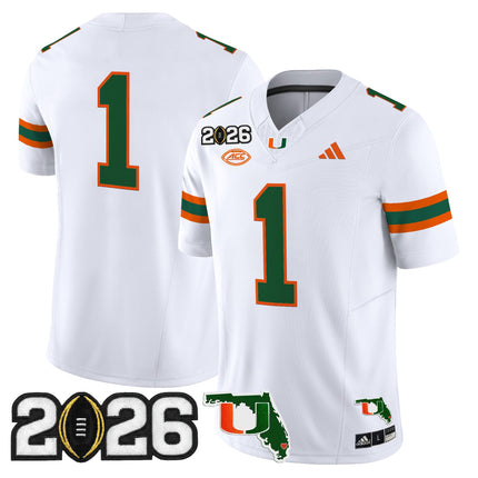 Men's Miami Hurricanes 2026 CFP Final & Florida Patch Vapor Limited Jersey - All Stitched