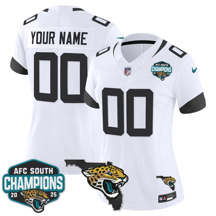 Jacksonville Jaguars 2025 AFC South Division Champions & Florida Patch Vapor Custom Jersey - All Stitched