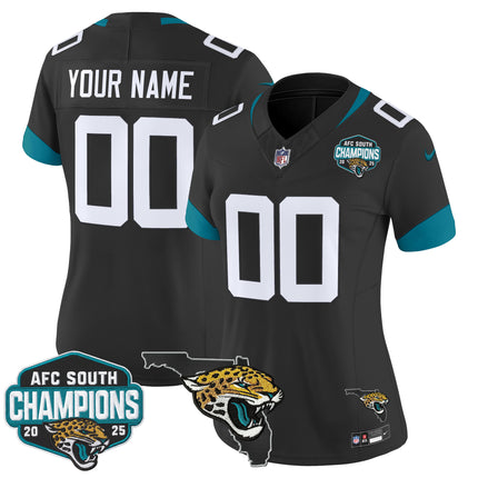 Jacksonville Jaguars 2025 AFC South Division Champions & Florida Patch Vapor Custom Jersey - All Stitched