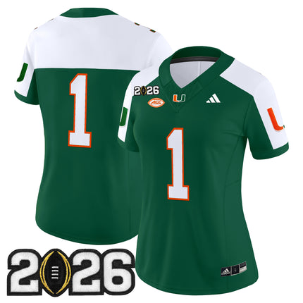 Women's Miami Hurricanes 2026 CFP Final Patch Vapor Limited Jersey - All Stitched